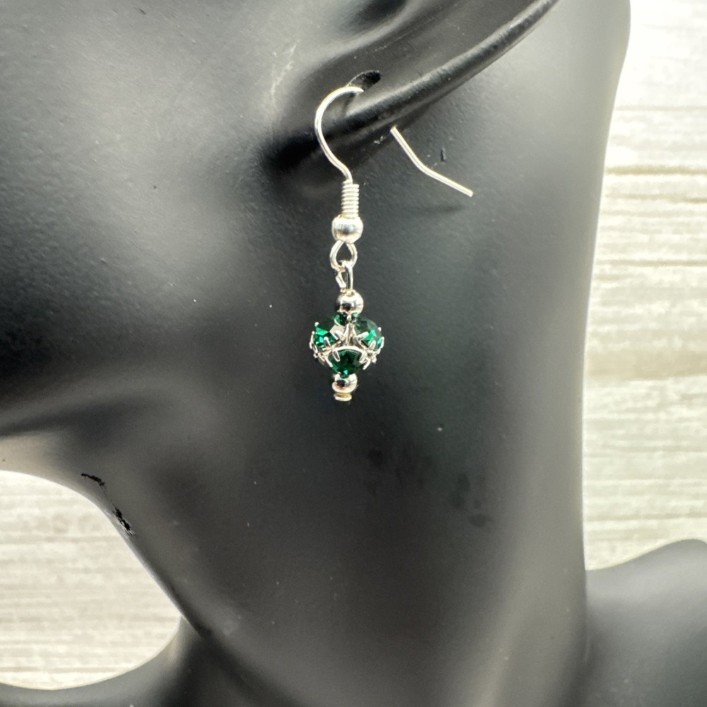 Green Dangle Earrings Made with Swarovski® crystals